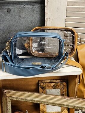 Simply Southern Clear Crossbody Bag with Blue Trim
